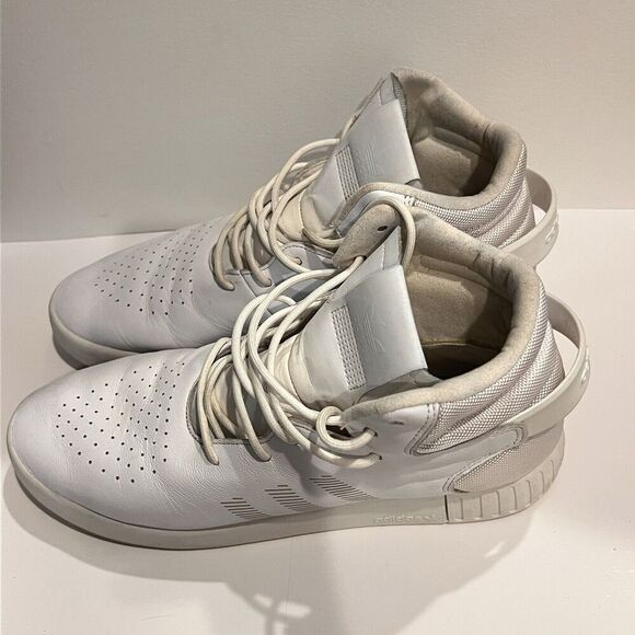 Adidas White Tubular Invader Sneakers Mens 11 S81794 Basketball Shoes Leather - Picture 6 of 10